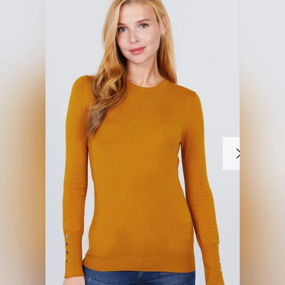 Philosophy Crew Neck Sweater W/rivet Button - Picture 2 of 13